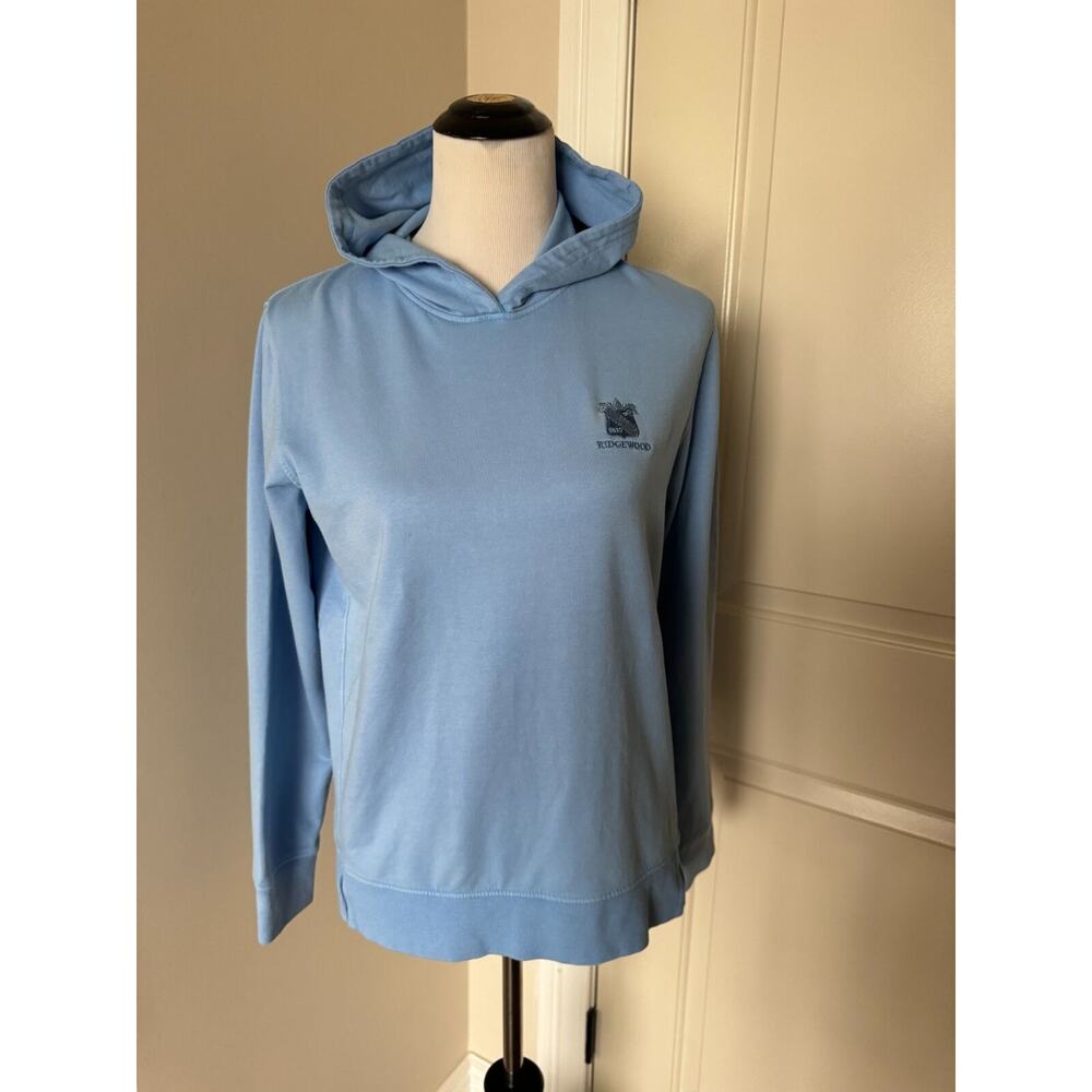 Peter Millar Powder Blue Cotton Blend Pullover Hoodie Ridgewood Crest SZ M NWOT